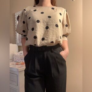 Meraki Beige Polka Dot Blouse